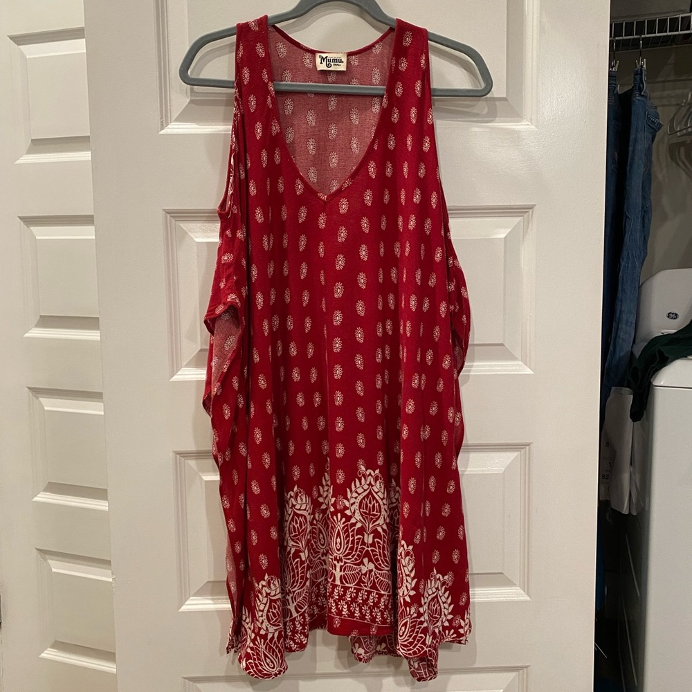 Show Me Your Mumu Red Cold Shoulder Tunic